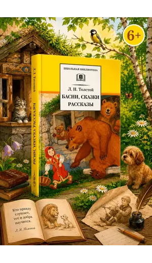 Детская книга "ШБ Толстой Л. Басни, сказки, рассказы" - 416 руб. Серия: Школьная библиотека, Артикул: 5200213